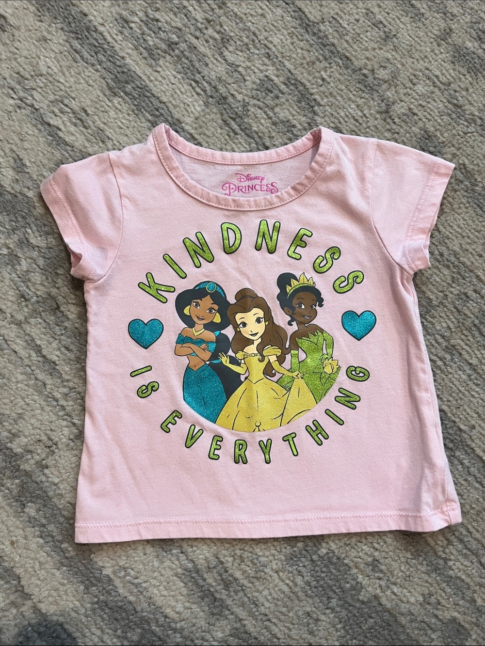 Disney Pink Princess Graphic Tee with Teal & Yellow Accents